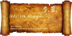 Válik Bianka névjegykártya